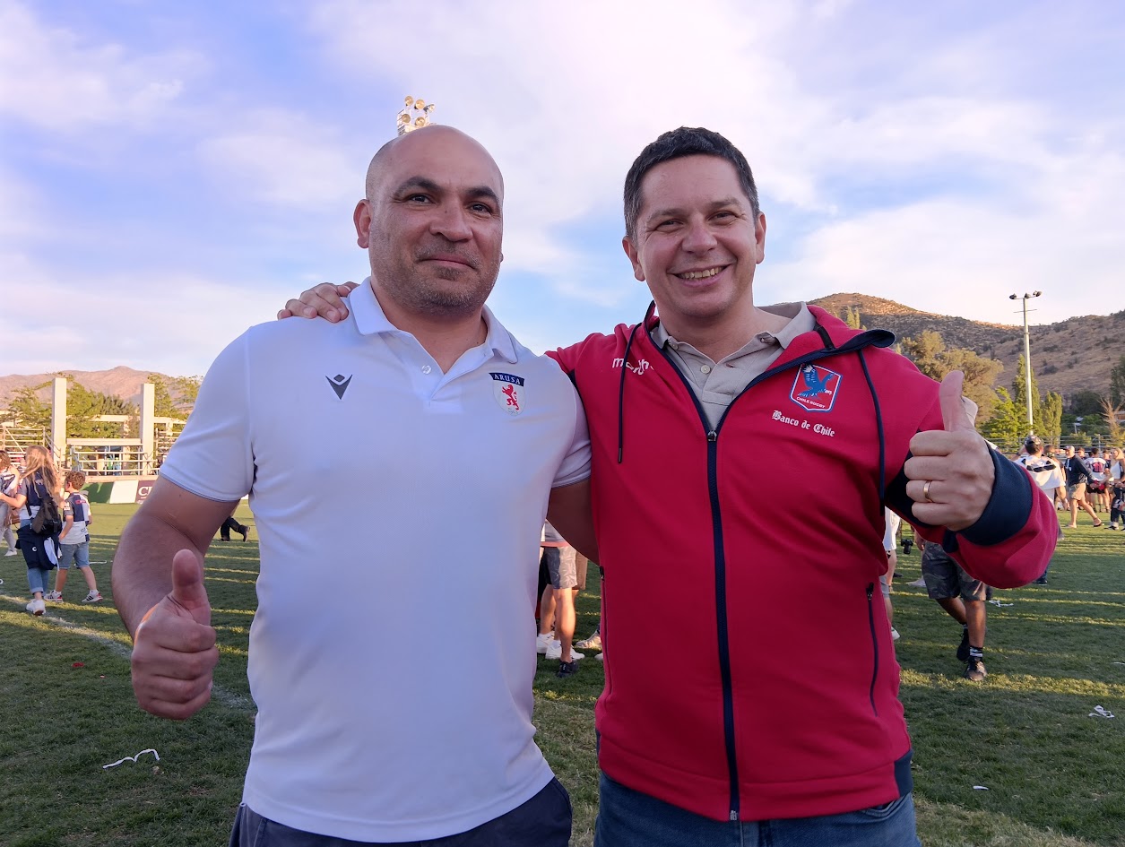 Presidente saliente Cristian Andrades y Presidente de Chile Rugby